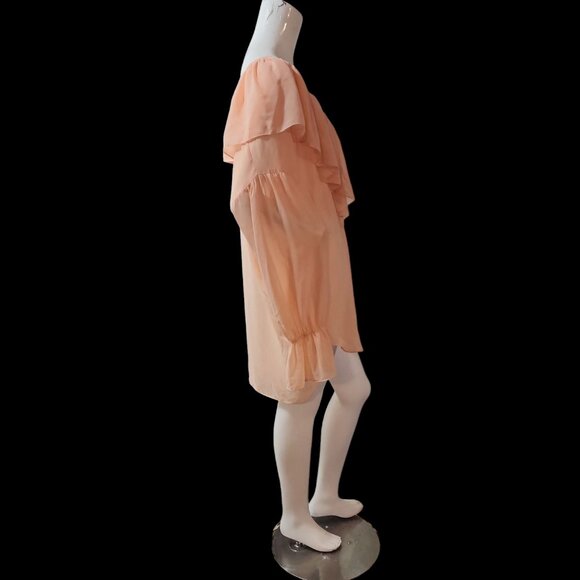 Vintage 1980's Victoria's Secret Gold Label Semi-Sheer Peachy-Pink Lingerie Top - Picture 2 of 4